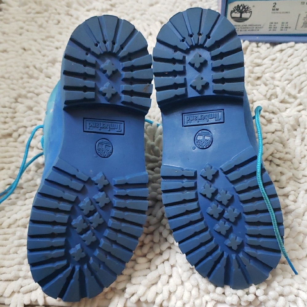 Timberland Kids Blue SpongeBob SquarePants Boots Sz 2 Unisex - Picture 10 of 16